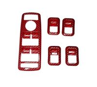 intérieure de voiture Pour Benz A B C E G Pour GLE Pour GLA Pour CLA Pour GLK Classe W176 ABS Voiture Lève-vitre Bouton Cadre Garniture Autocollant Accessoires d'intérieur(Carbon fiber Red)