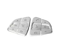 intérieure de voiture Pour Benz Pour GLC X253 W205 Pour CLA Pour GLA A X156 C117 W176 Autocollants Couverture Bouton Volant Voiture Accessoires d'intérieur(Ok Model-Silver)