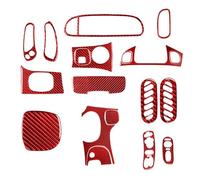 Intérieure Pour Chevrolet Pour Corvette Pour C5 Voiture Autocollant En Fiber Carbone Changement Vitesse Sortie D'air Ensemble Panneau Lève-vitre Intérieures(Red Carbon Set)