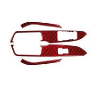 Intérieure Pour Ford Pour Mustang GT 2015-2021 Fibre Carbone Voiture Fenêtres Levage Interrupteur Panneau Commande Décoration Couverture Garniture Autocollant(Red(LHD))