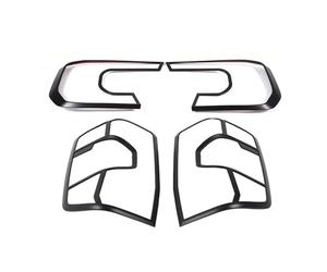 Intérieure Pour Ford Pour Ranger 2023 2024 Couvercle De Phare Garniture Avant Lampe Frontale Bande Phares Arrière Cadre En Fiber Carbone Voiture Décoratifs(Matte Black Full kit)