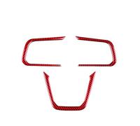 Intérieurs Voiture Pour Ford Pour Mustang GT 2024 2025 LHD RHD Cadre De Bouton De Volant De Voiture Accessoires De Garniture Intérieure Intérieur Automobile(Red Carbon)