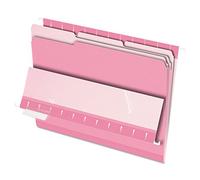 Interior File Folders, 1/3 Cut Top Tab, Letter, Pink, 100/Box