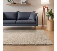 Interiyou Sofia Tapis à poils longs - 133 x 190 cm - Beige - Moelleux et uni - Lavable et antidérapant - Poils longs doux