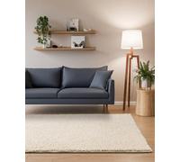 Interiyou Sofia Tapis à poils longs - 133 x 190 cm - Crème - Moelleux et uni - Lavable et antidérapant - Poils longs doux