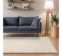 Interiyou Tapis à poils longs Sofia - 80x150 cm Crème - doux et uni - lavable et antidérapant - poils longs doux