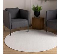 Interiyou Tapis Coton Riga - 120x120 Rond Blanc - Décoration pour Salon, Chambre, Couloir, Bureau - 100% Artisanat Fibre Naturelle Tissage Plat
