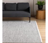 Interiyou Tapis Coton Riga - 140x200 Beige/Noir - Décoration pour Salon, Chambre, Couloir, Bureau - 100% Artisanat Fibre Naturelle Tissage Plat