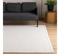 Interiyou Tapis Coton Riga - 160x230 Blanc - Décoration pour Salon, Chambre, Couloir, Bureau - 100% Artisanat Fibre Naturelle Tissage Plat