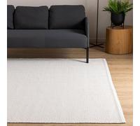Interiyou Tapis Coton Riga - 60x120 Blanc - Décoration pour Salon, Chambre, Couloir, Bureau - 100% Artisanat Fibre Naturelle Tissage Plat