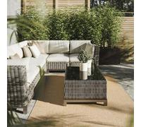 Interiyou Tapis extérieur Asti - 160x230 Beige - Style Jute - Adapté aux UV pour Balcon, terrasse, Jardin ou Cuisine - Structure Plate - pour d'entrée intérieur, Chambre, Salon, Bureau