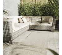 Interiyou Tapis extérieur Asti - 80x300 Gris Clair - Style Jute - Adapté aux UV pour Balcon, terrasse, Jardin ou Cuisine - Structure Plate - pour d'entrée intérieur, Chambre, Salon, Bureau