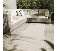 Interiyou Tapis extérieur Lome - 70x200 Blanc - Motifs géométriques - Résistant aux UV pour Balcon, terrasse, Jardin ou Cuisine - Structure Plat - pour d'entrée intérieur, Chambre, Salon, Bureau