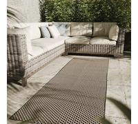 Interiyou Tapis extérieur Lome - 70x200 Noir - Motifs géométriques - Résistant aux UV pour Balcon, terrasse, Jardin ou Cuisine - Structure Plat - pour d'entrée intérieur, Chambre, Salon, Bureau