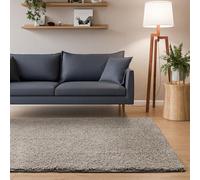 Interiyou Tapis Poils Longs Sofia - 120x170 Gris Clair - Moelleux et uni - Lavable et antidérapant - Fibres Douces pour Salon, Salle à Manger, Cuisine, Couloir