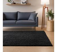 Interiyou Tapis Poils Longs Sofia - 120x170 Noir - Moelleux et uni - Lavable et antidérapant - Fibres Douces pour Salon, Salle à Manger, Cuisine, Couloir