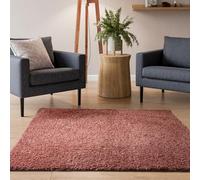 Interiyou Tapis Poils Longs Sofia - 160x160 Rose - Moelleux et uni - Lavable et antidérapant - Fibres Douces pour Salon, Salle à Manger, Cuisine, Couloir