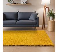 Interiyou Tapis Poils Longs Sofia - 160x230 Jaune - Moelleux et uni - Lavable et antidérapant - Fibres Douces pour Salon, Salle à Manger, Cuisine, Couloir