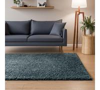 Interiyou Tapis Poils Longs Sofia - 80x150 Bleu - Moelleux et uni - Lavable et antidérapant - Fibres Douces pour Salon, Salle à Manger, Cuisine, Couloir