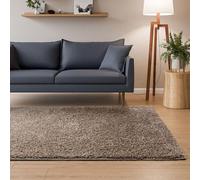 Interiyou Tapis Poils Longs Sofia - 80x150 Taupe - Moelleux et uni - Lavable et antidérapant - Fibres Douces pour Salon, Salle à Manger, Cuisine, Couloir