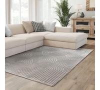 Interiyou Tapis Salon à Poils Courts Cannes - 200x300 Gris - Motif bohème scandinave avec Effet 3D - Plat et géométrique - Poil Ras pour Chambre, Couloir, Bureau