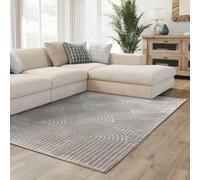 Interiyou Tapis Salon à Poils Courts Cannes - 240x340 Gris - Motif bohème scandinave avec Effet 3D - Plat et géométrique - Poil Ras pour Chambre, Couloir, Bureau