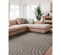 Interiyou Tapis Salon à Poils Courts Lecce - 140x200 Gris Clair - Intérieur pour Chambre, Bureau, Couloir - Motif bohème scandinave avec Effet 3D - Design géométrique Plat