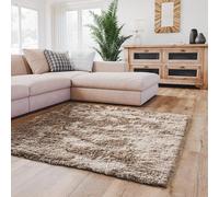 Interiyou Tapis Salon à Poils Longs Whistler - 60x60 Marron Clair - Moelleux et uni - Confortable, pour Chambre, Bebe, Enfant