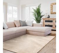 Interiyou Tapis Salon Fargo à Poils Ras - 200x290 Beige - Fausse Fourrure Douce - Lavable et antidérapant - Texture Moelleuse - pour Chambre, Bureau, Couloir