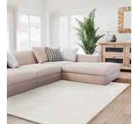 Interiyou Tapis Salon Fargo à Poils Ras - 200x290 Crème - Fausse Fourrure Douce - Lavable et antidérapant - Texture Moelleuse - pour Chambre, Bureau, Couloir