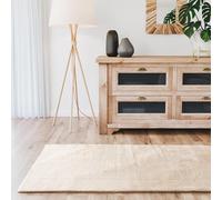 Interiyou Tapis Salon Fargo à Poils Ras - 70x200 Beige - Fausse Fourrure Douce - Lavable et antidérapant - Texture Moelleuse - pour Chambre, Bureau, Couloir