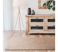 Interiyou Tapis Salon Fargo à Poils Ras - 80x300 Taupe - Fausse Fourrure Douce - Lavable et antidérapant - Texture Moelleuse - pour Chambre, Bureau, Couloir