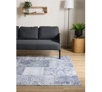 Interiyou Tapis Vintage Salon Gent - 140x200 Bleu - Design à Poils Courts pour Chambre, Bureau, Couloir - Lavable et Antidérapant - Motif Imprimé