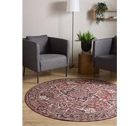 Interiyou Tapis Vintage Salon Gent - 160x160 Rond Multicolore - Design à Poils Courts pour Chambre, Bureau, Couloir - Lavable et Antidérapant - Motif Imprimé
