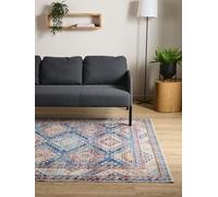 Interiyou Tapis Vintage Salon Gent - 300x400 Bleu - Design à Poils Courts pour Chambre, Bureau, Couloir - Lavable et Antidérapant - Motif Imprimé