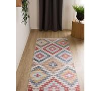 Interiyou Tapis Vintage Salon Gent - 80x240 Multicolore/Beige - Design à Poils Courts pour Chambre, Bureau, Couloir - Lavable et Antidérapant - Motif Imprimé