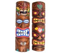 Interlifestyle 2 Tiki Masques 50cm Dans Hawaii Style 2er Set Masque en Bois Masque Mural Île de Pâques
