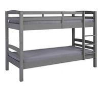 Inter Link - Lit Superposé pour Enfants -Bois de pin Massif - avec échelle - 2 couchages 90 x 200 cm - avec 2 sommiers à Lattes - Barrière de sécurité - Lavius - Vernis Gris - 90 x 200 cm