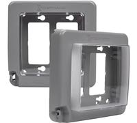 Intermatic WP7200G Lot de 2 couvercles à 2 interrupteurs à profil bas extra résistants aux intempéries Gris - Fenêtre avant extensible, montage polyvalent, kit d'installation complet - Protection des