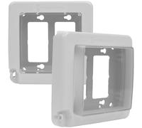 Intermatic WP7200W Lot de 2 caches à 2 interrupteurs à profil bas extra résistant aux intempéries Blanc - Fenêtre avant extensible, montage polyvalent, kit d'installation complet - Protection des