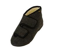 Intermax Chaussons montants en feutre avec doublure en laine vierge et double attache Velcro Gris anthracite - noir - anthracite,