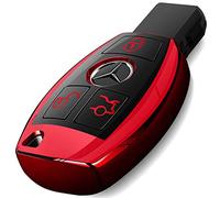 Intermerge for Mercedes Benz Key Fob Cover, Premium Soft TPU Key Case Cover Compatible with Mercedes Benz C E S M CLS CLK G Class Keyless Smart Key Fob_Red