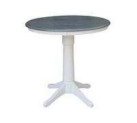 International Concepts K05-36RT-27B-6B Table de salle à manger avec dessus rond, hauteur comptoir, blanc/gris chiné