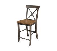 International Concepts Tabouret de bar à hauteur de comptoir en X 61 cm Hickory/charbon délavé