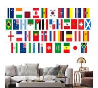 International Country Flags, Decorative Football Banner, 5.51x8.27 Inches Long Bunting Set, Flag with String, Match Decoration with Compact Design, Accessories Home for Office School Dormitory Garden