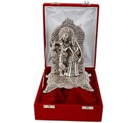 INTERNATIONAL GIFT Idole Radha Krishna plaquée argent pour la maison/cadeau | Signification spirituelle | Symbole d'amour et de dévotion | Apporter de l'énergie positive | Option cadeau idéale