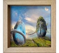 International Graphics - Carte postales encadrées - Maïlo / M-L Vareilles - ''L’eau : puissance réalisatrice…''- 16 x 16 cm - Cadre disponible en 4 couleurs - Couleur du cadre: Bois/Naturel - Série LUNA