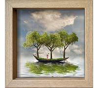 International Graphics - Carte postales encadrées - Maïlo / M-L Vareilles - ''Rêve de nature : l`envol''- 16 x 16 cm - Cadre disponible en 4 couleurs - Couleur du cadre: Bois/Naturel - Série LUNA