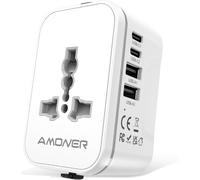 International Travel Universal Plug Adapter-5 in1 International Travel Adapter with 2 USB 2 Type C and 1 AC Universal France to UK Germany Italy Japan USA Australia Thailand