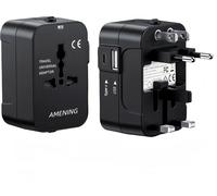 International Travel Universal Plug Adapter with 1 USB-A and 1 USB-C,France to USA Canada UK Italy Australia China Japan Thailand